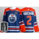 Men's Edmonton Oilers #2 Evan Bouchard Blue 2025 Stanley Cup Final Authentic Jersey