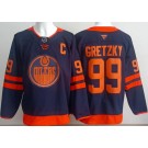 Men's Edmonton Oilers #99 Wayne Gretzky Navy Authentic Jersey