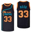 Men's Flint Tropics Semi Pro #33 Jackie Moon Black Orange Basketball Jersey