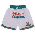 Men's Flint Tropics Semi Pro #33 Jackie Moon White Basketball Shorts