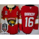 Men's Florida Panthers #16 Aleksander Barkov Red 2025 Stanley Cup Champions 2 Authentic Jersey