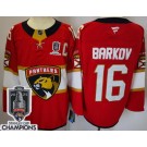 Men's Florida Panthers #16 Aleksander Barkov Red 2025 Stanley Cup Champions Authentic Jersey