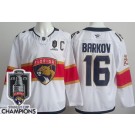 Men's Florida Panthers #16 Aleksander Barkov White 2025 Stanley Cup Champions Authentic Jersey