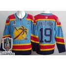 Men's Florida Panthers #19 Matthew Tkachuk Blue 2025 Stanley Cup Champions Authentic Jersey