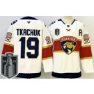 Men's Florida Panthers #19 Matthew Tkachuk White 2025 Stanley Cup Final 2 Authentic Jersey