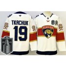 Men's Florida Panthers #19 Matthew Tkachuk White 2025 Stanley Cup Final Authentic Jersey