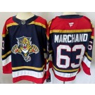 Men's Florida Panthers #63 Brad Marchand Navy Authentic Jersey