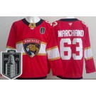 Men's Florida Panthers #63 Brad Marchand Red 2025 Stanley Cup Final Authentic Jersey