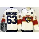 Men's Florida Panthers #63 Brad Marchand White 2025 Stanley Cup Final Authentic Jersey