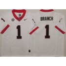 Men's Georgia Bulldogs #1 Zachariah Branch Limited White College Football Jersey