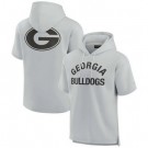 Men's Georgia Bulldogs Gray Super Soft Fleece Short Sleeve Hoodie