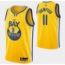Men's Golden State Warriors #11 Klay Thompson Yellow Statement Diamond 75th Icon Hot Press Jersey