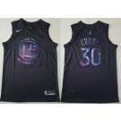 Men's Golden State Warriors #30 Stephen Curry Black Iridescent Holographic Icon Swingman Jersey