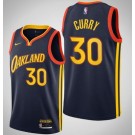 Men's Golden State Warriors #30 Stephen Curry Navy 2021 City Icon Hot Press Jersey