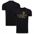 Men's Golden State Warriors Black Sportiqe 7 Time NBA Finals Champions Metallic Official Logo Comfy Tri Blend T-Shirt