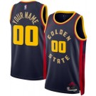 Men's Golden State Warriors Custom Navy 2024 City Heat Press Jersey