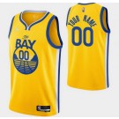 Men's Golden State Warriors Custom Yellow Statement Diamond 75th Icon Hot Press Jersey