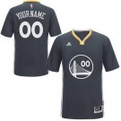 Men's Golden State Warriors Customized Black with Sleeves Swingman Adidas Jersey