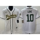 Men's Green Bay Packers #10 Jordan Love Limited White Baseball Jersey