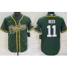 Men's Green Bay Packers #11 Jayden Reed Limited Green Baseball Jersey