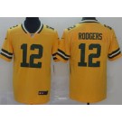 Men's Green Bay Packers #12 Aaron Rodgers Limited Yellow Inverted Vapor Untouchable Jersey