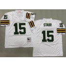 Men's Green Bay Packers #15 Bart Starr White 1969 Throwback Jersey