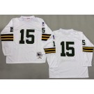 Men's Green Bay Packers #15 Bart Starr White Long Sleeve 1969 Throwback Jersey