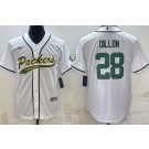 Men's Green Bay Packers #28 AJ Dillon Limited White Baseball Jersey