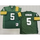 Men's Green Bay Packers #5 Paul Hornung Green 1966 Throwback Jersey