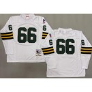 Men's Green Bay Packers #66 Ray Nitschke White Long Sleeve 1969 Throwback Jersey