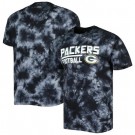 Men's Green Bay Packers Black Resolution Tie Dye Raglan T Shirt