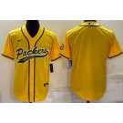 Men's Green Bay Packers Blank Yellow Baseball Jersey