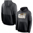 Men's Green Bay Packers Charcoal Black Sideline Impact Lockup Performance Pullover Hoodie