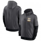 Men's Green Bay Packers Charcoal Sideline Impact Lockup Performance Full Zip Pullover Hoodie