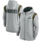 Men's Green Bay Packers Gray Green Performance Sideline Lockup Full Zip Hoodie