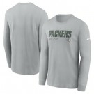 Men's Green Bay Packers Gray Sideline Infograph Lock Up Performance Long Sleeve T Shirt