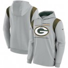Men's Green Bay Packers Gray Sideline Logo Performance Pullover Hoodie
