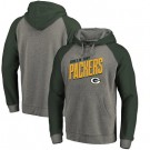 Men's Green Bay Packers Gray Slant Strike Tri Blend Raglan Pullover Hoodie