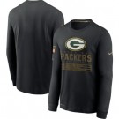 Men's Green Bay Packers Green Bay Packers Black 2020 Salute To Service Long Sleeves T Shirt 222