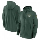 Men's Green Bay Packers Green Sideline Club Performance Full Zip Hoodie