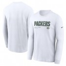Men's Green Bay Packers White Sideline Infograph Lock Up Performance Long Sleeve T Shirt