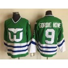 Men's Hartford Whalers #9 Gordie Howe Green Blue Throwback Jersey