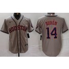 Men's Houston Astros #14 Mauricio Dubon Gray Team Logo Cool Base Jersey