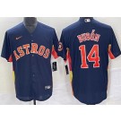 Men's Houston Astros #14 Mauricio Dubon Navy Team Logo Cool Base Jersey