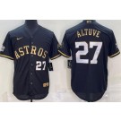 Men's Houston Astros #27 Jose Altuve Black Gold Player Number Cool Base Jersey