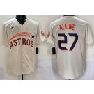 Men's Houston Astros #27 Jose Altuve Cream Throwback Cooperstown Limited Jersey