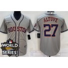 Men's Houston Astros #27 Jose Altuve Gray Team Logo 2022 World Series Cool Base Jersey