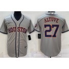 Men's Houston Astros #27 Jose Altuve Gray Team Logo Cool Base Jersey
