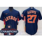 Men's Houston Astros #27 Jose Altuve Navy Team Logo 2022 World Series Champions Cool Base Jersey