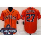 Men's Houston Astros #27 Jose Altuve Orange Team Logo 2022 World Series Champions Cool Base Jersey